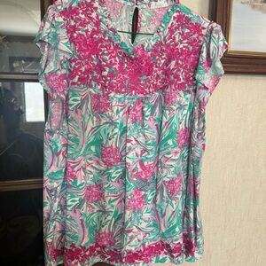Floral Pink and Green Women's Top